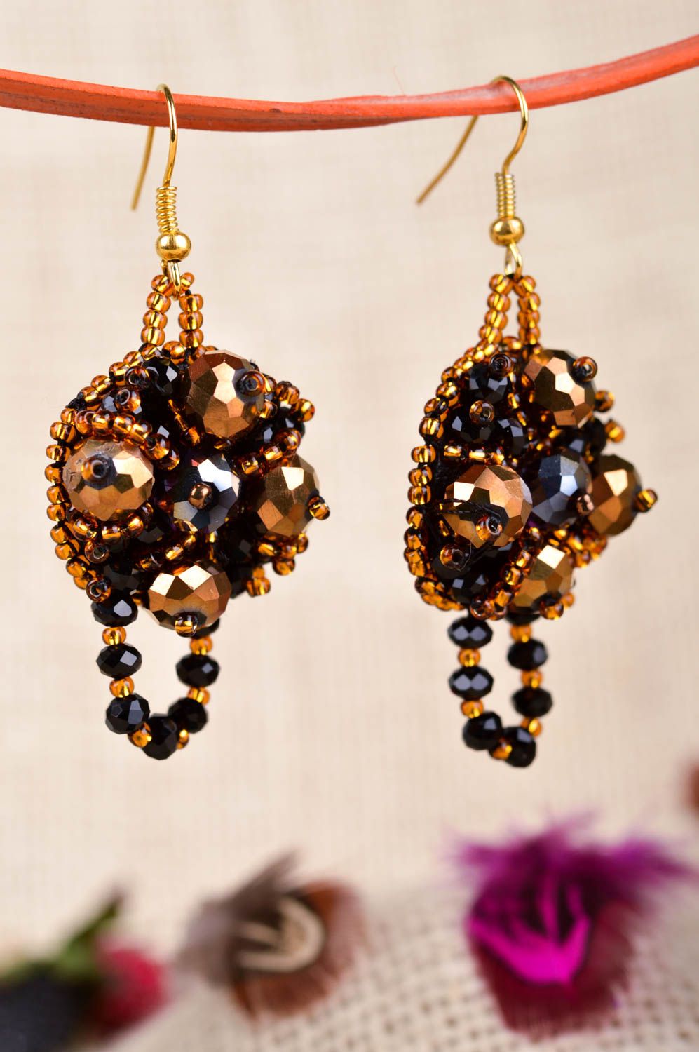Hand crafted earrings crystal charming beaded accessories designer fashion  photo 2