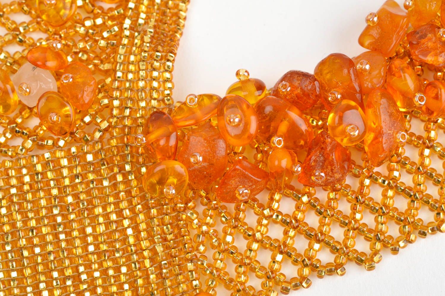 Collana di perline fatta a mano originale di moda bigiotteria con ambra
 foto 5