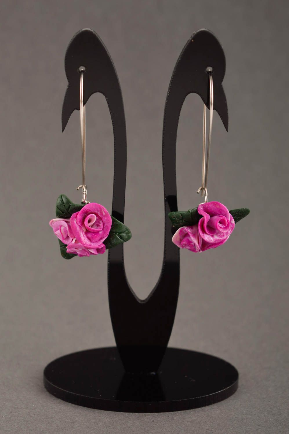 Handmade flower earrings designer earrings clay accessory unusual gift for girl photo 1