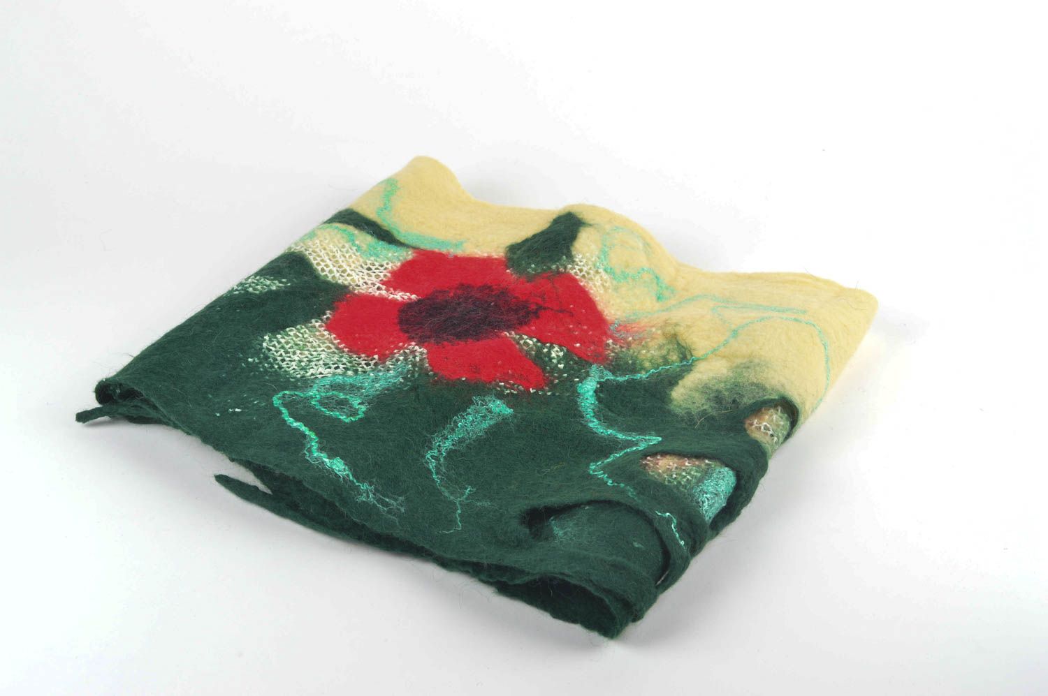 Женский шарф ручной работы шарф из шерсти яркий разноцветный валяный шарф фото 2