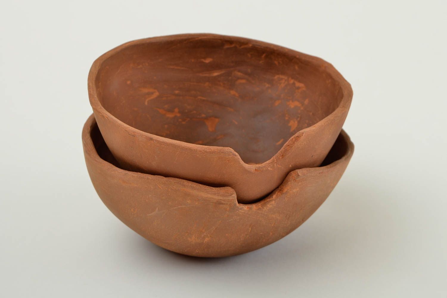 Unusual handmade ceramic bowl clay bowl design 2 pieces kitchen supplies photo 3