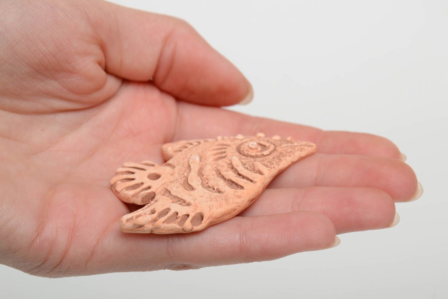 Unusual handmade designer clay blank pendant in marine style DIY photo 5