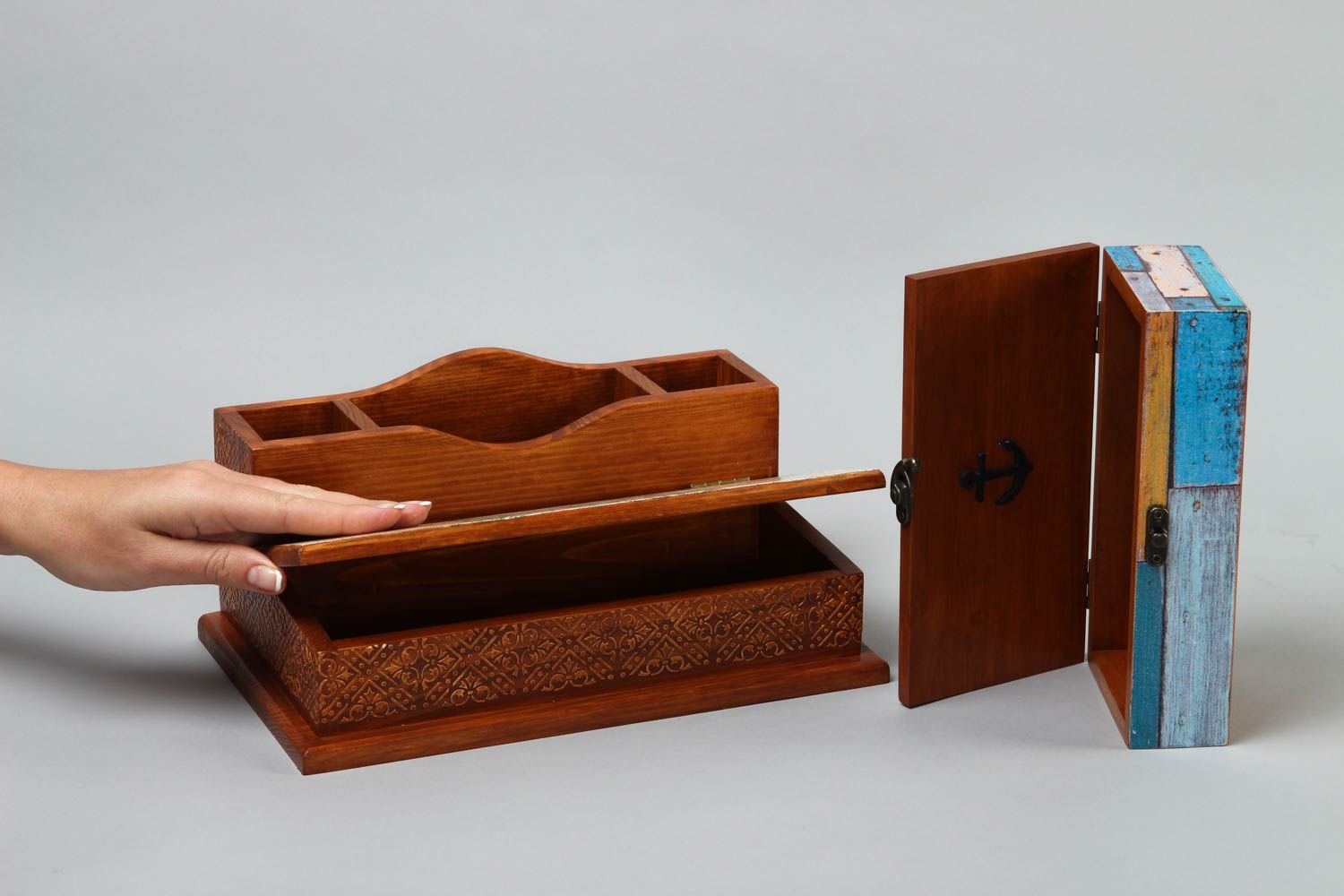 Handmade Schreibtisch Accessoires Holz Dekoration Wohnzimmer Schatulle aus Holz foto 5