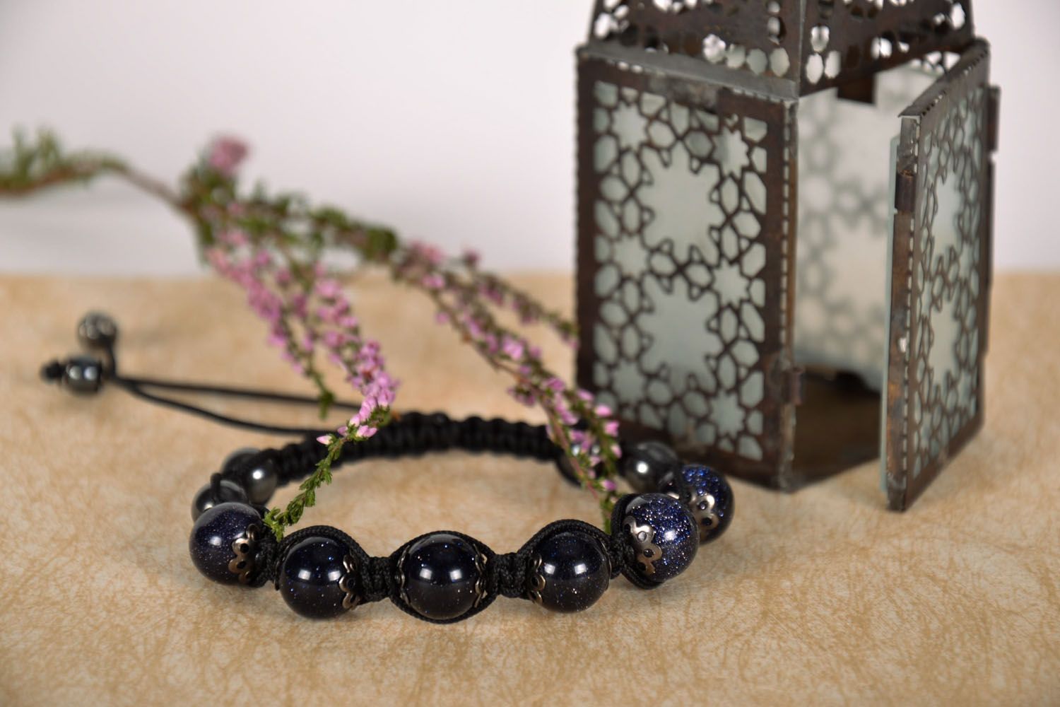 Woven bracelet with aventurine and bloodstone photo 1