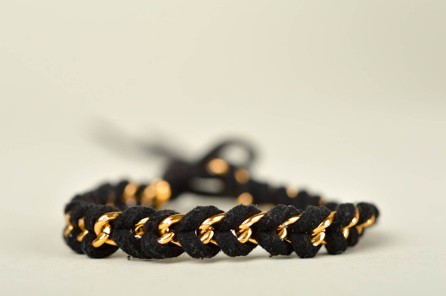 Handmade designer bracelet black elegant bracelet wrist unusual accessory photo 4