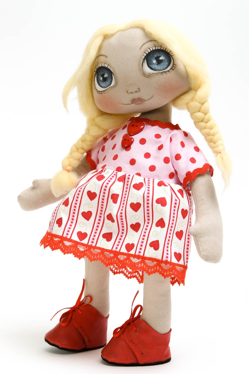 Bambola bella in cotone fatta a mano pupazzo tessile originale decoro casa
 foto 3
