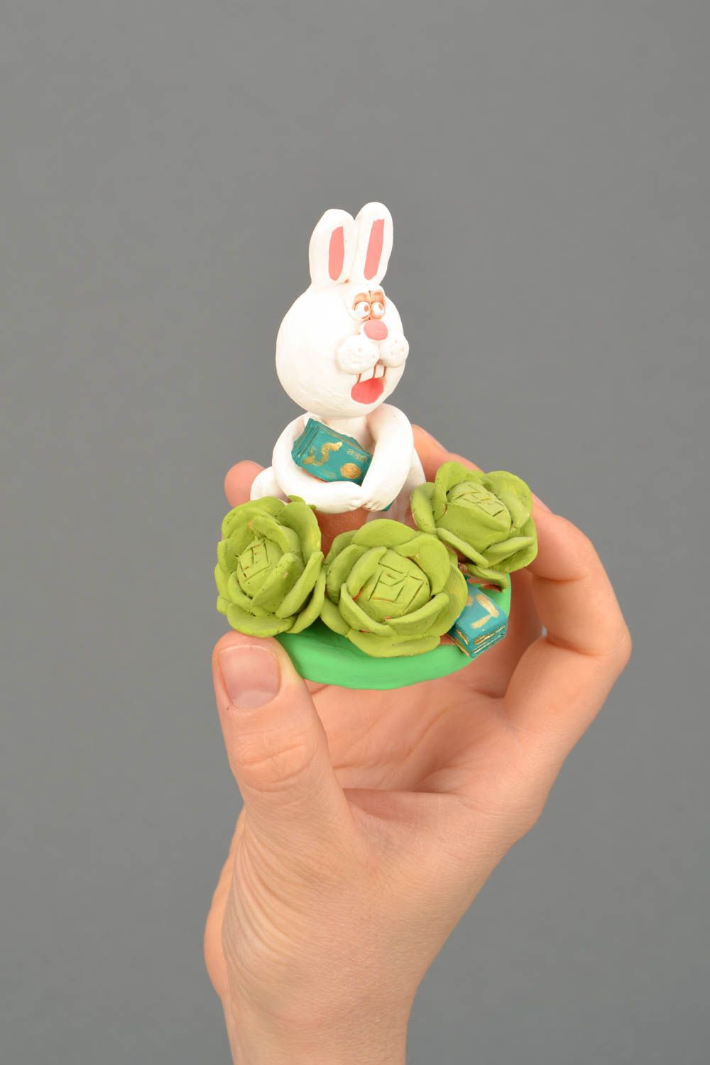 Керамическая статуэтка Кролик с капустой фото 2