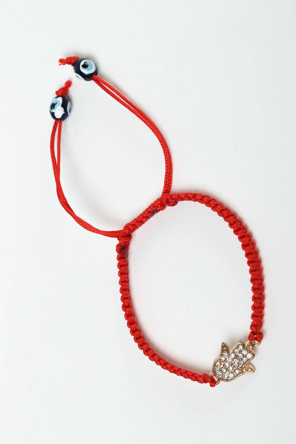 Модный браслет с хамсой ручной работы браслет из ниток плетеный браслет красный фото 2