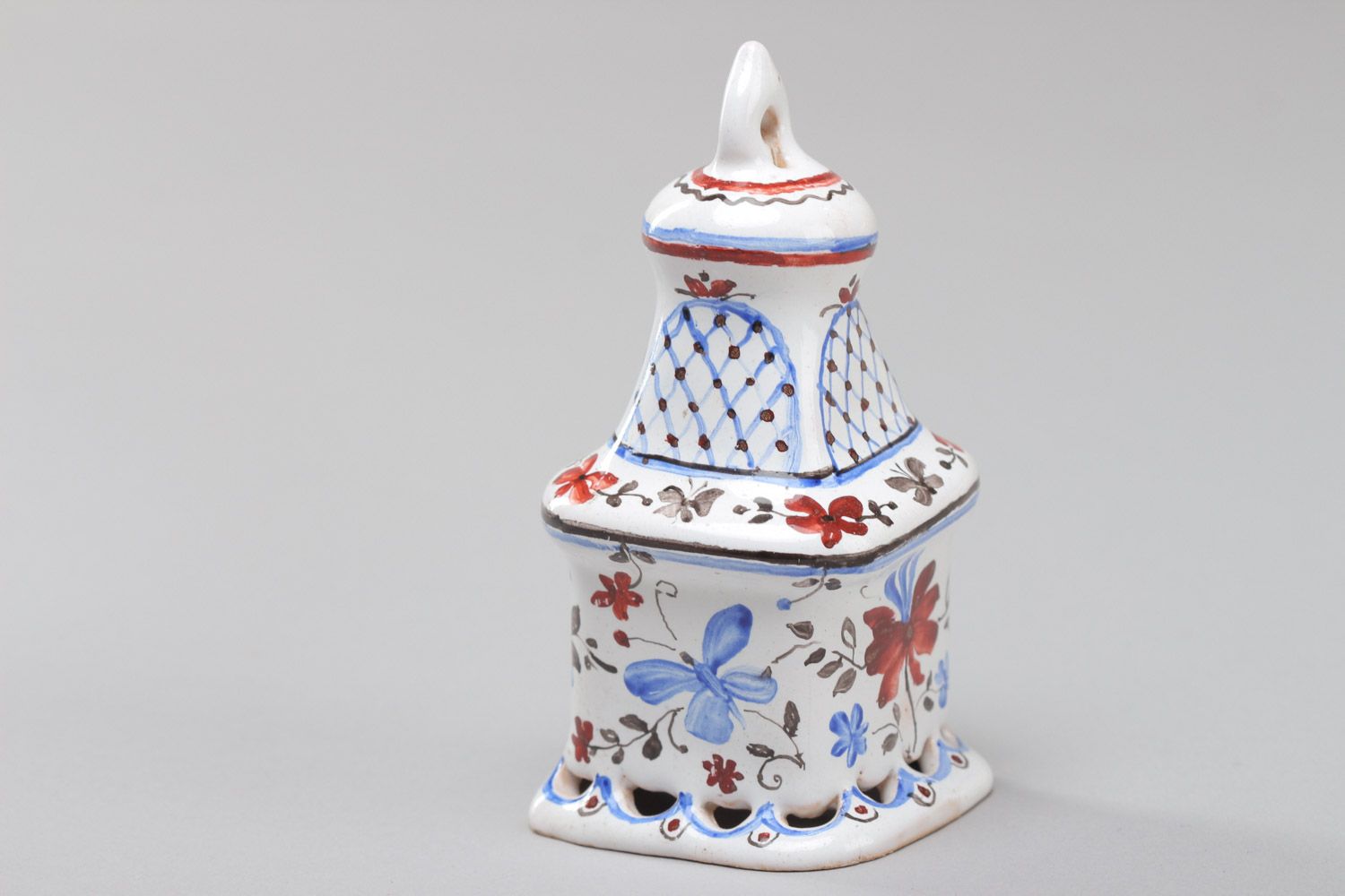 Маленький керамический колокольчик с росписью красками фигурный ручной работы фото 2