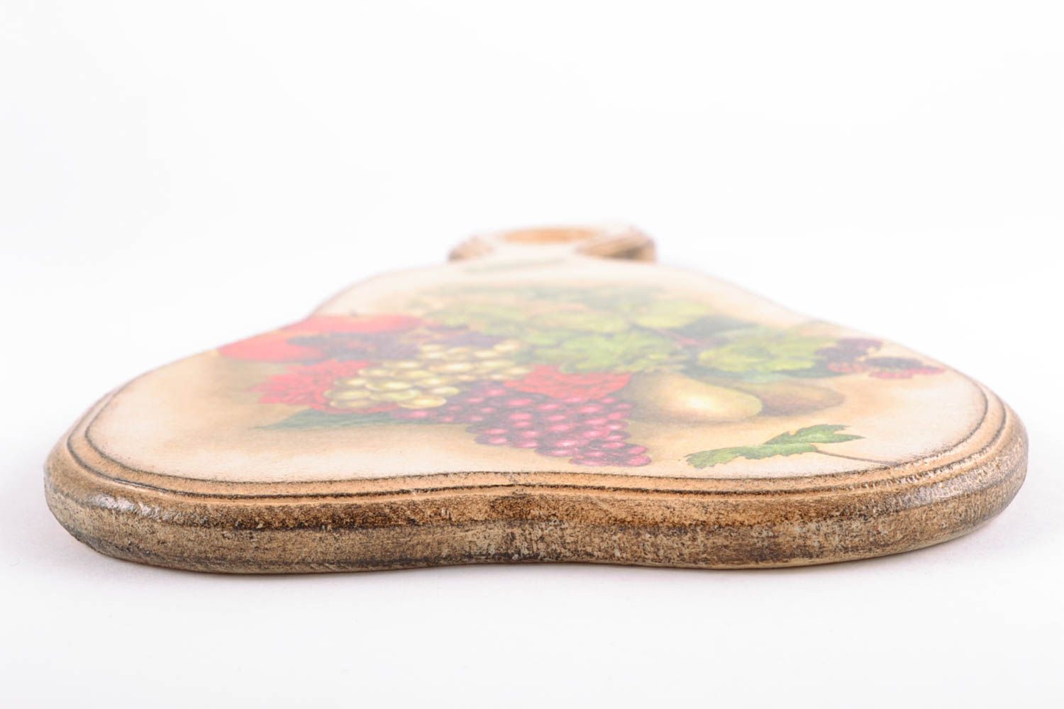 Belle planche à découper serviettage faite main en bois sous forme de poire photo 5