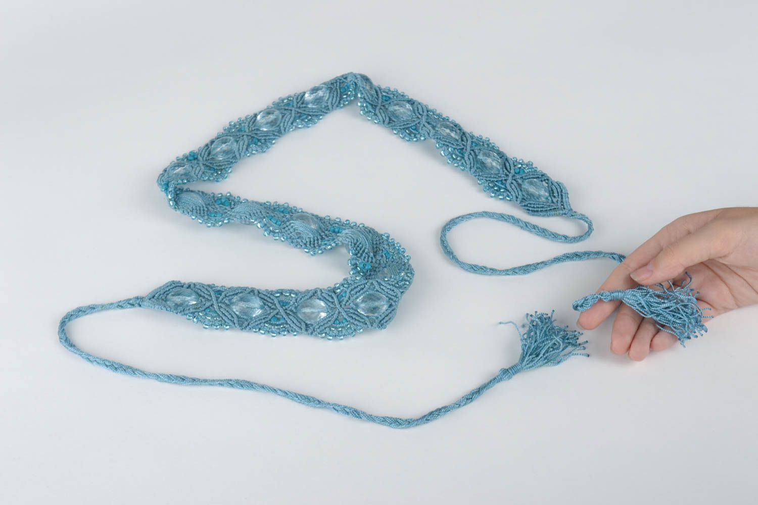 Handmade geflochtener Gürtel Accessoires für Frauen Damen Gürtel zart in Blau foto 5