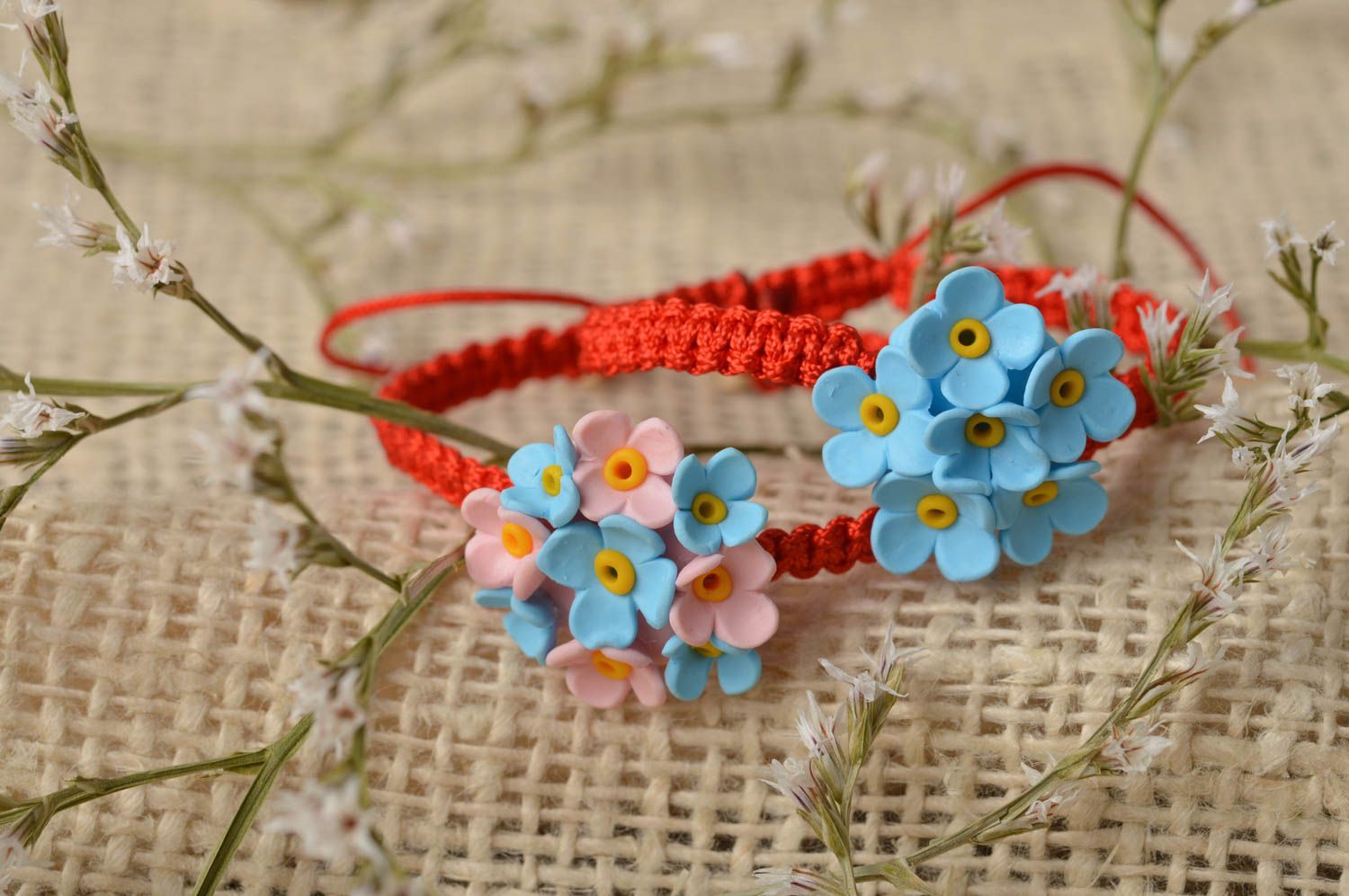 Ensemble de Bracelets pour fille faits main 2 pièces avec fleurs Cadeau enfant photo 1
