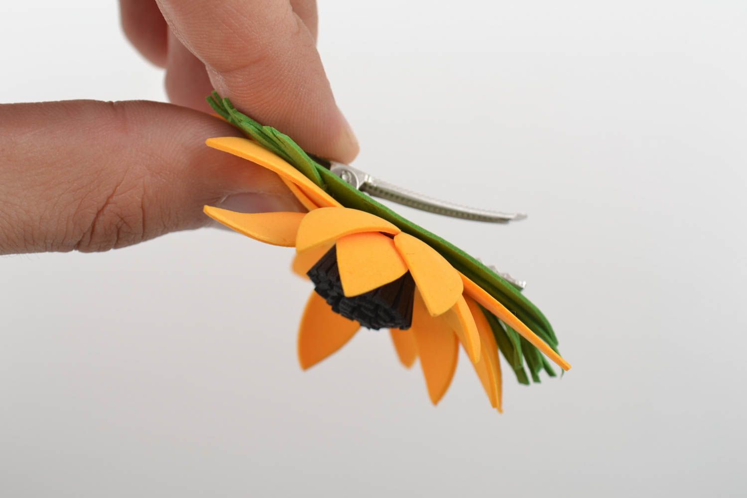 Bright unusual handmade hair clip stylish flower accessory beautiful hair clip photo 10