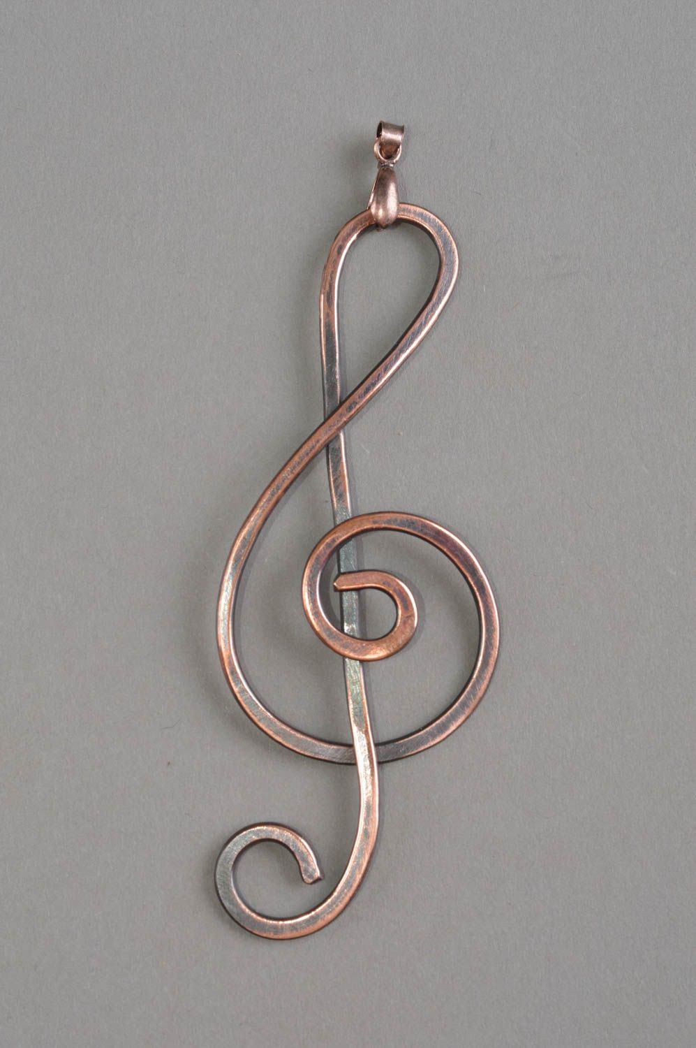 Treble clef necklace handmade copper pendant necklace fashion jewelry photo 2