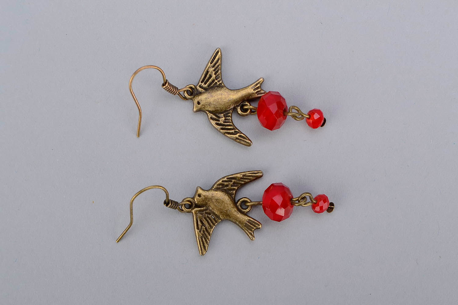 Earrings with Czech crystal Swallows photo 1