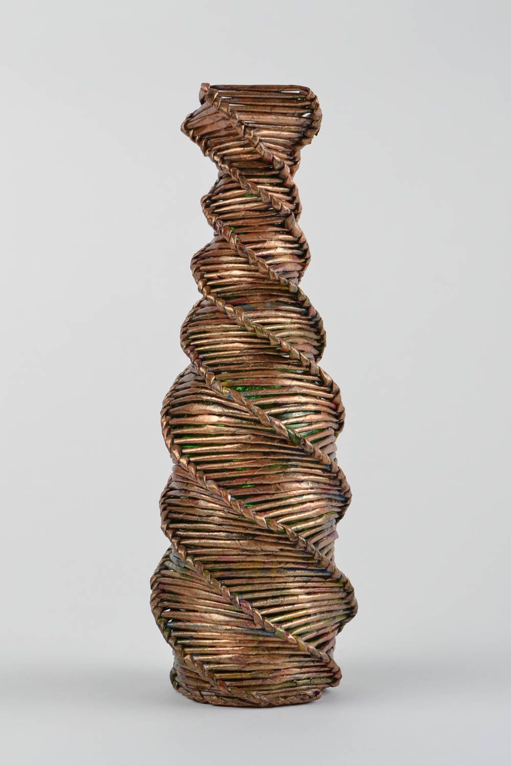 Vase décoratif fait main Déco maison bouteille tubes de papier Cadeau femme photo 3
