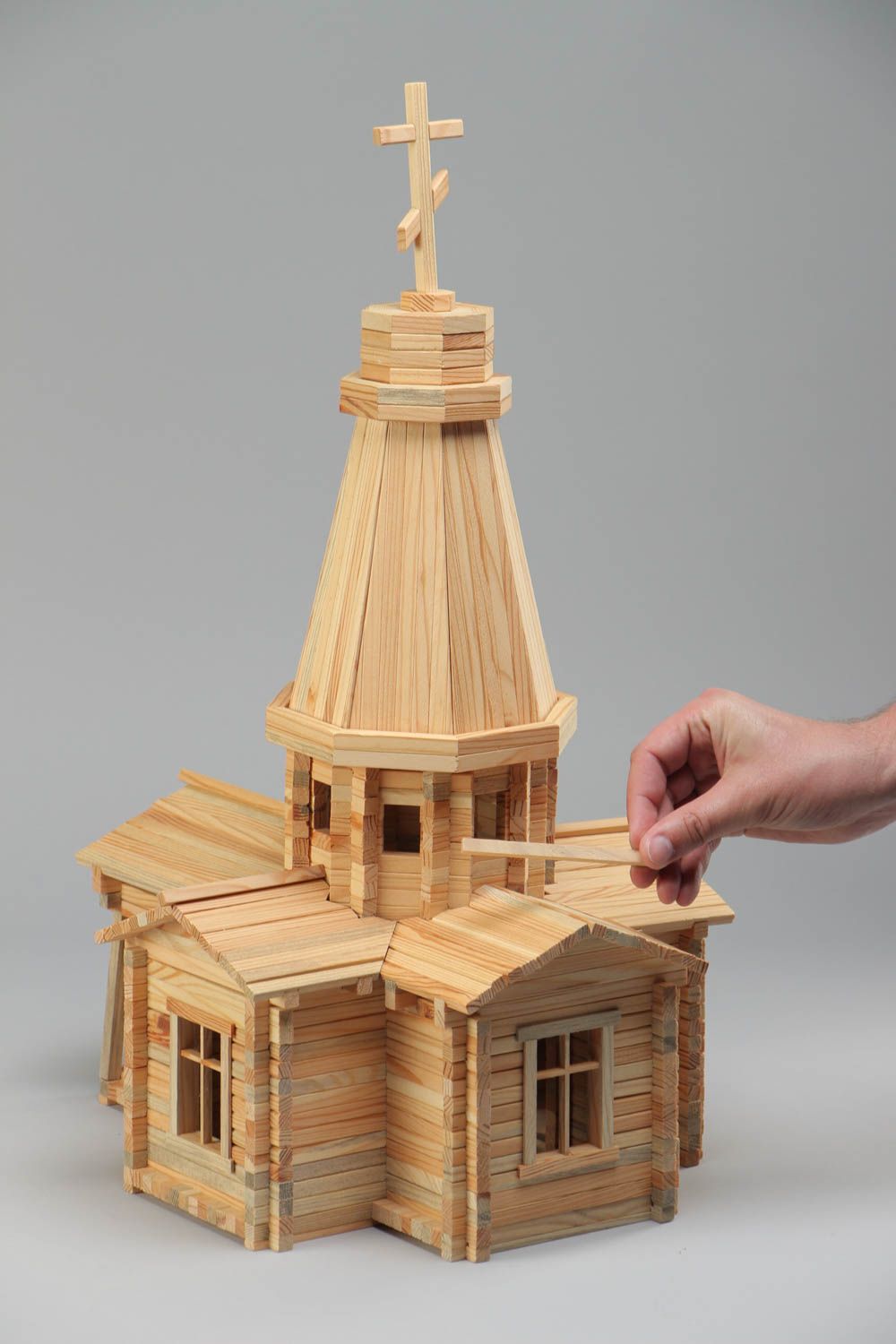 Деревянный конструктор часовня на 500 деталей ручной работы развивающая игрушка фото 5
