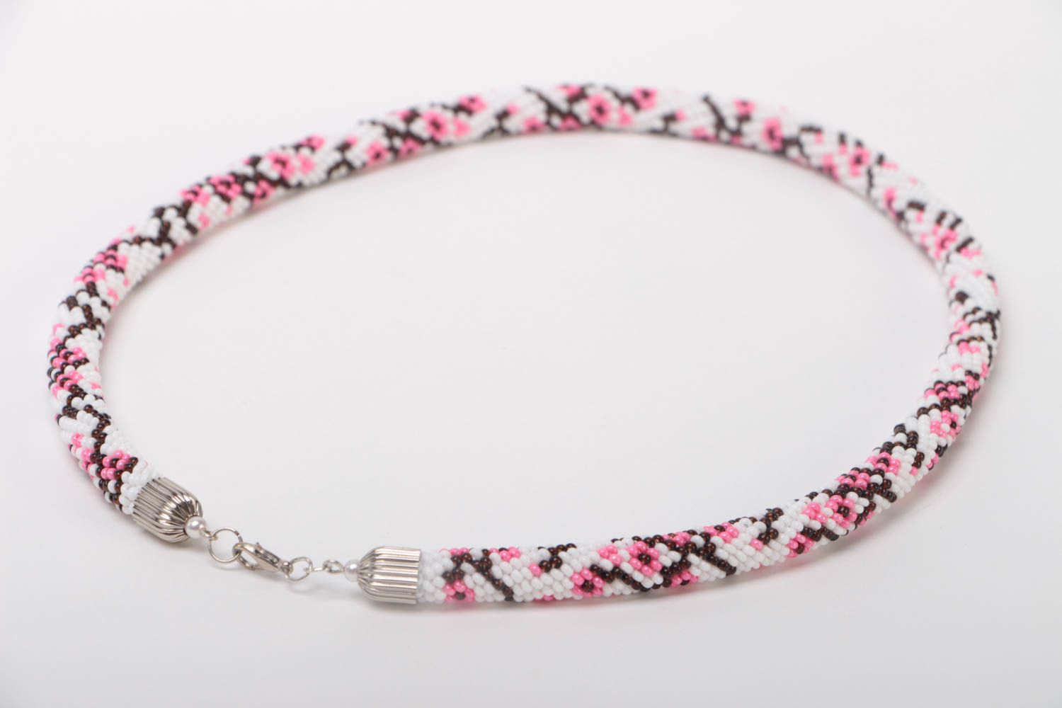 Unusual handmade beaded cord necklace designer fashion jewelry gift ideas photo 4