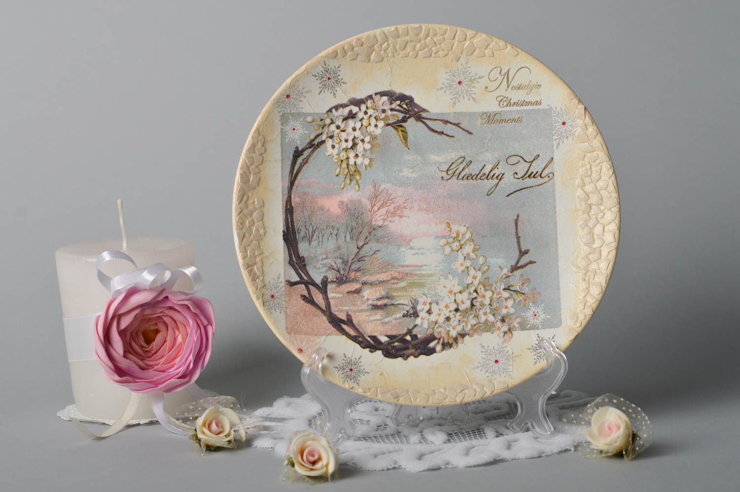 Decorative plate souvenir decoupage plate handmade plate decoratove use only photo 1