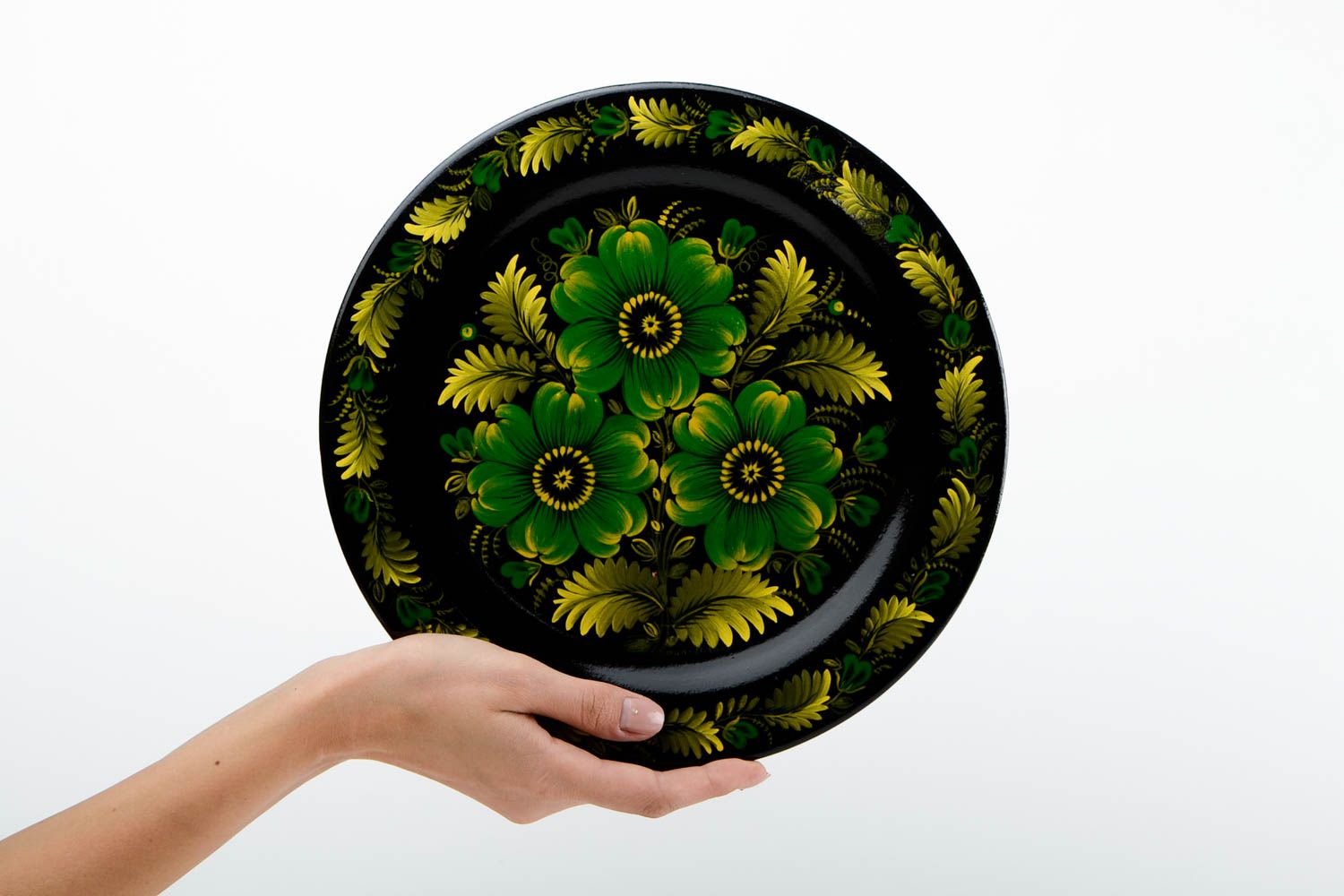 Подарочная тарелка с росписью хенд мейд декор для дома деревянная посуда фото 2