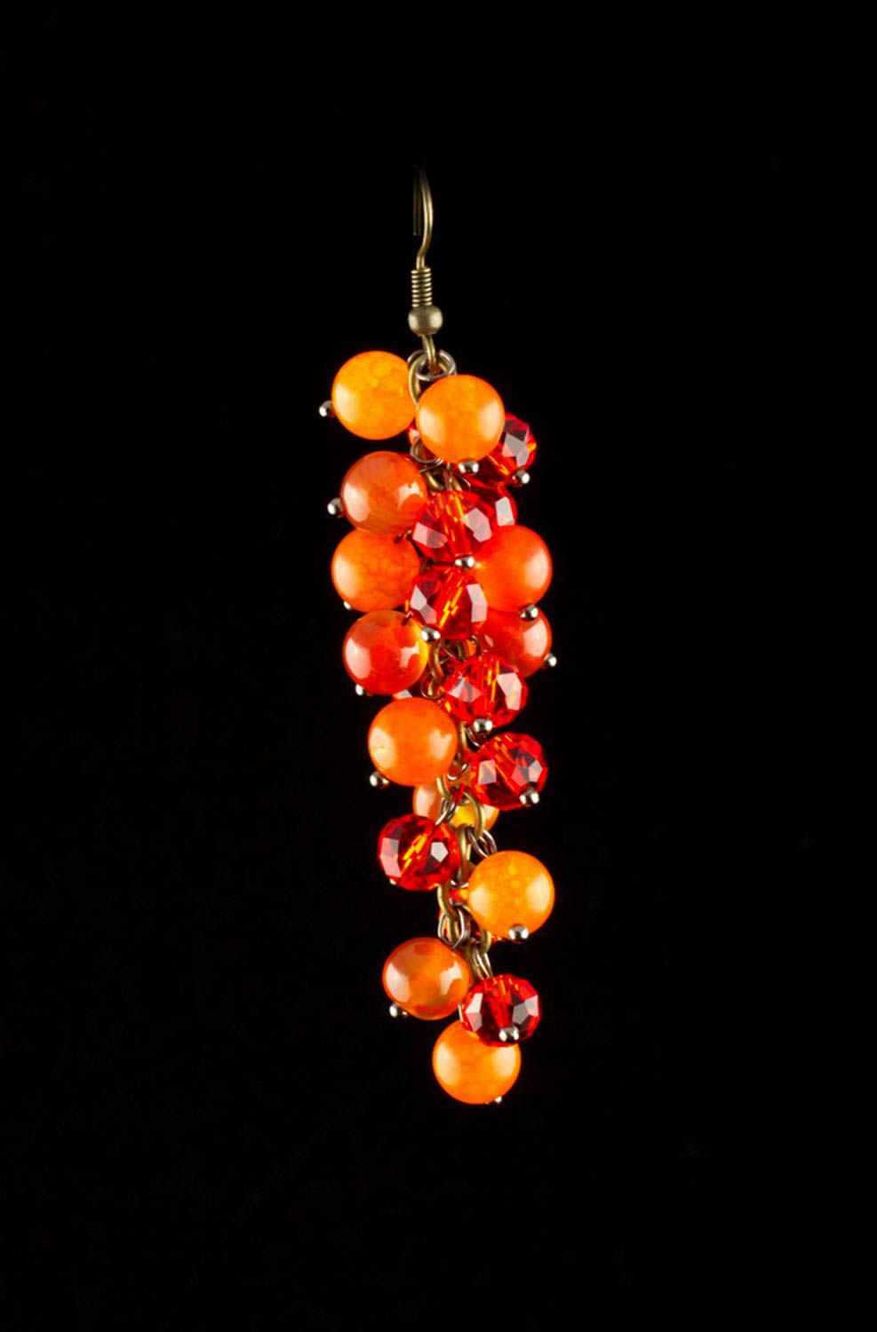 Boucles d'oreilles breloques Bijou fait main perles cristal orange Cadeau femme photo 2