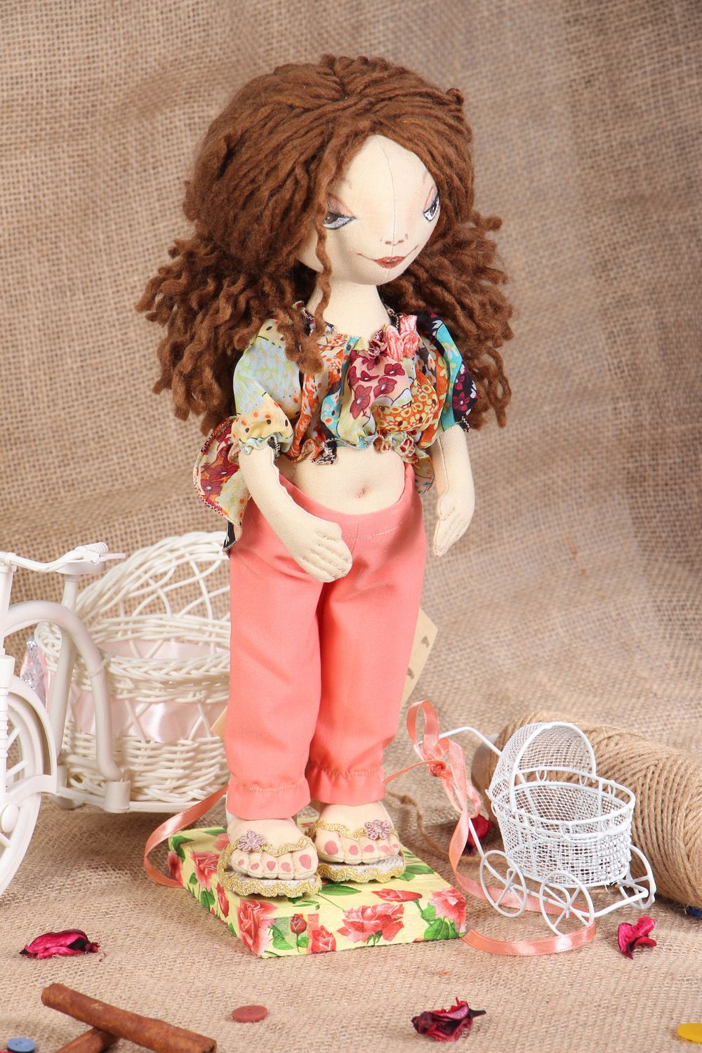 Designer fabric soft doll with stand Pregnant photo 5