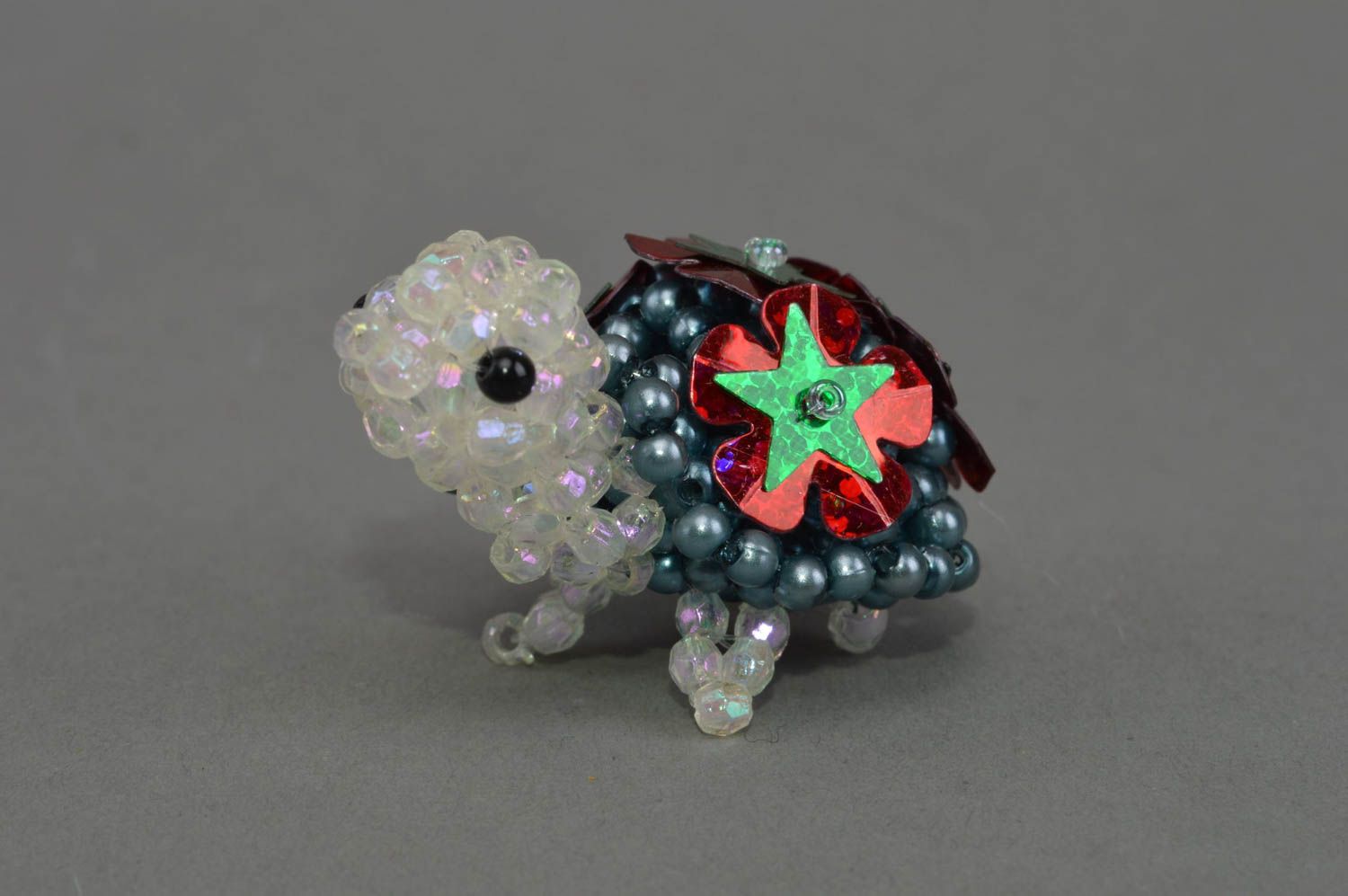 Figura decorativa de abalorios hecha a mano con forma de tortuga regalo original foto 3