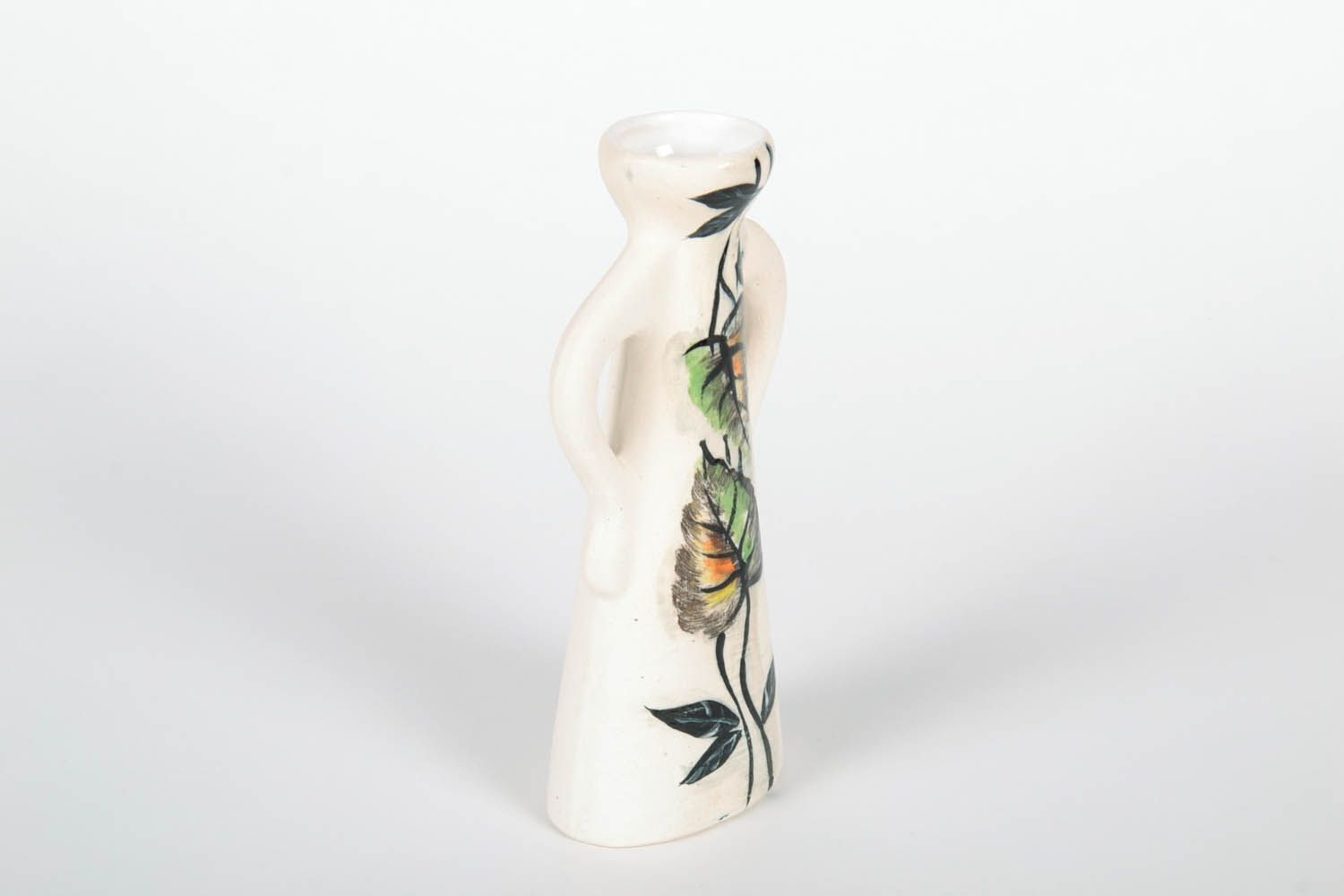 8 inches handmade floral design white decorative vase 0,7 lb photo 5