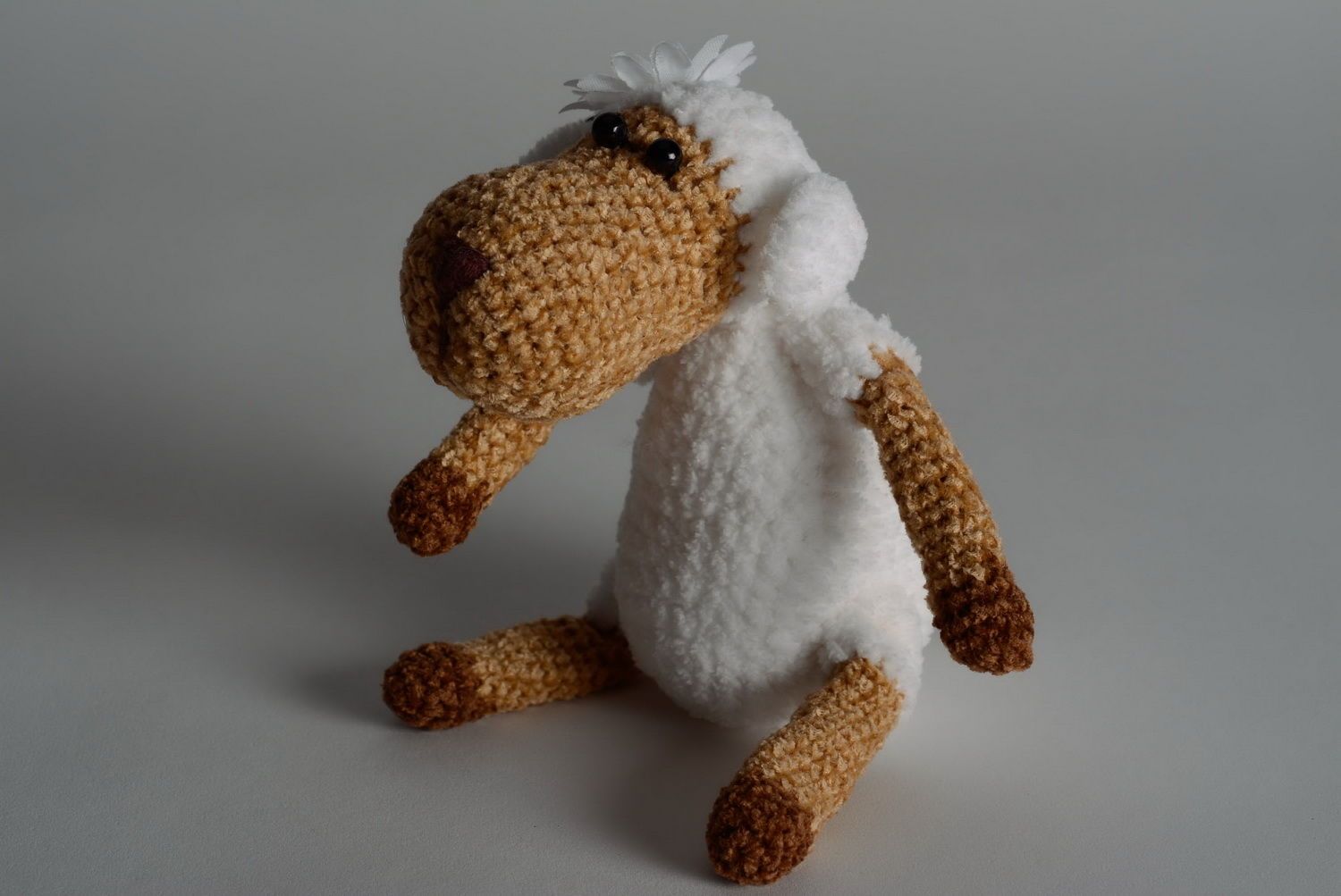Toy, made of fantasy yarn White lamb photo 2