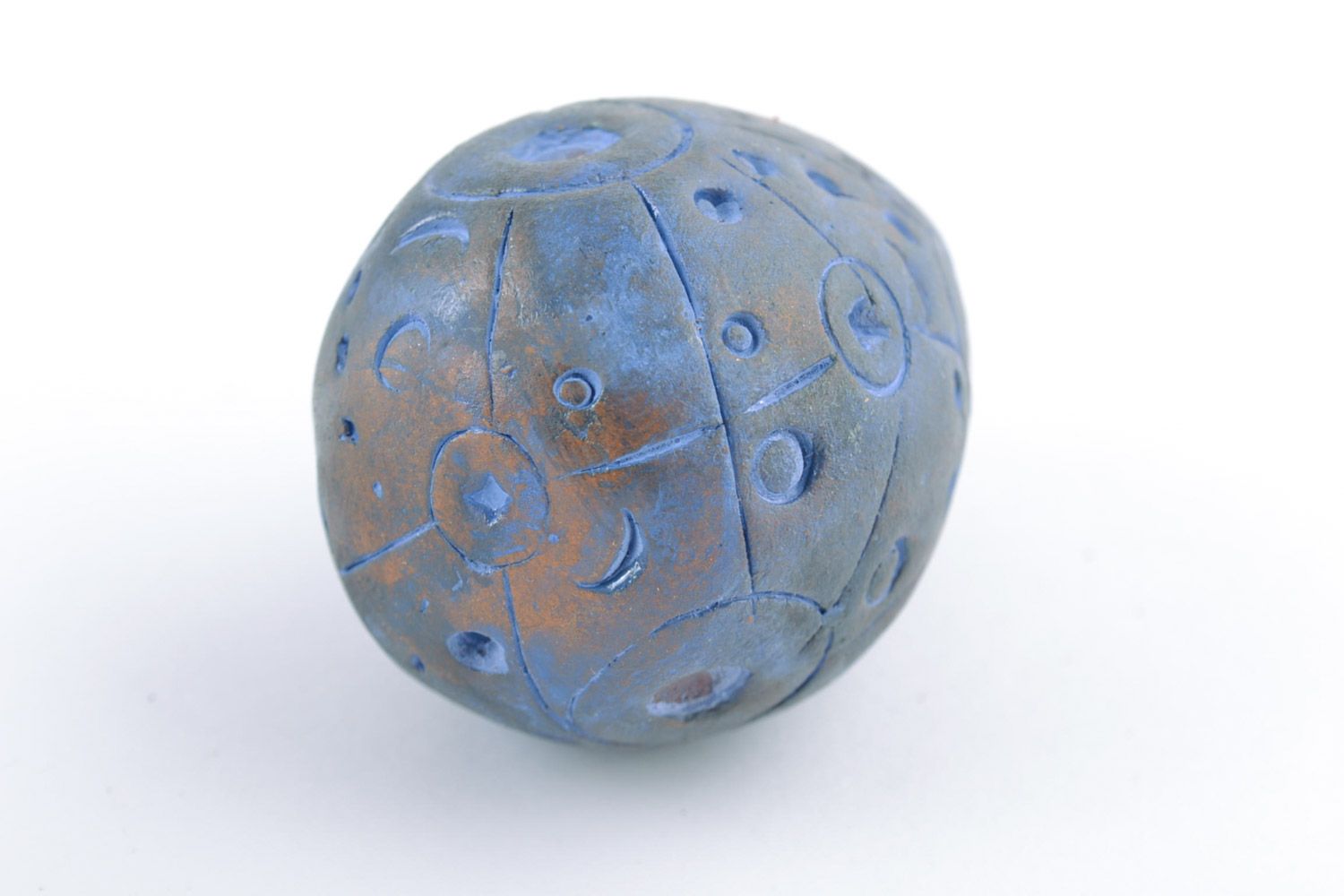 Керамическое яйцо ручной работы из красной глины голубое расписное ручная работа фото 5