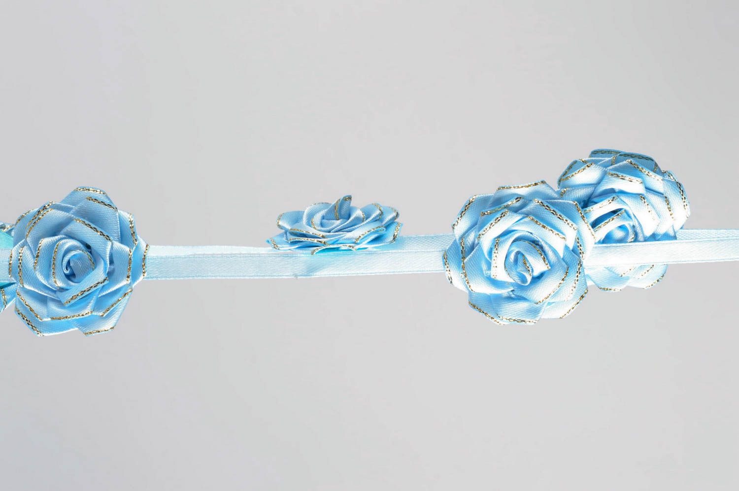 Mädchen Haarschmuck handmade Accessoire für Kinder Haar Band in Blau mit Rosen foto 2