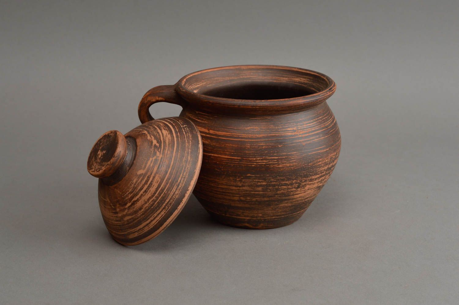 Homemade ceramic pot with lid and handle 400-500 ml designer ethnic kitchenware photo 3