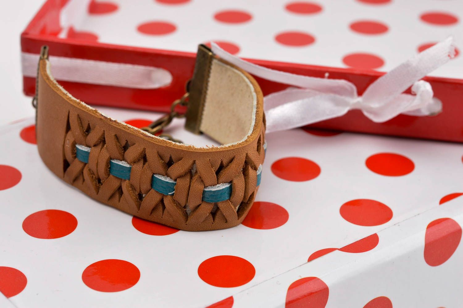 Handmade bracelet unusual bracelet leather accessory designer jewelry gift ideas photo 1
