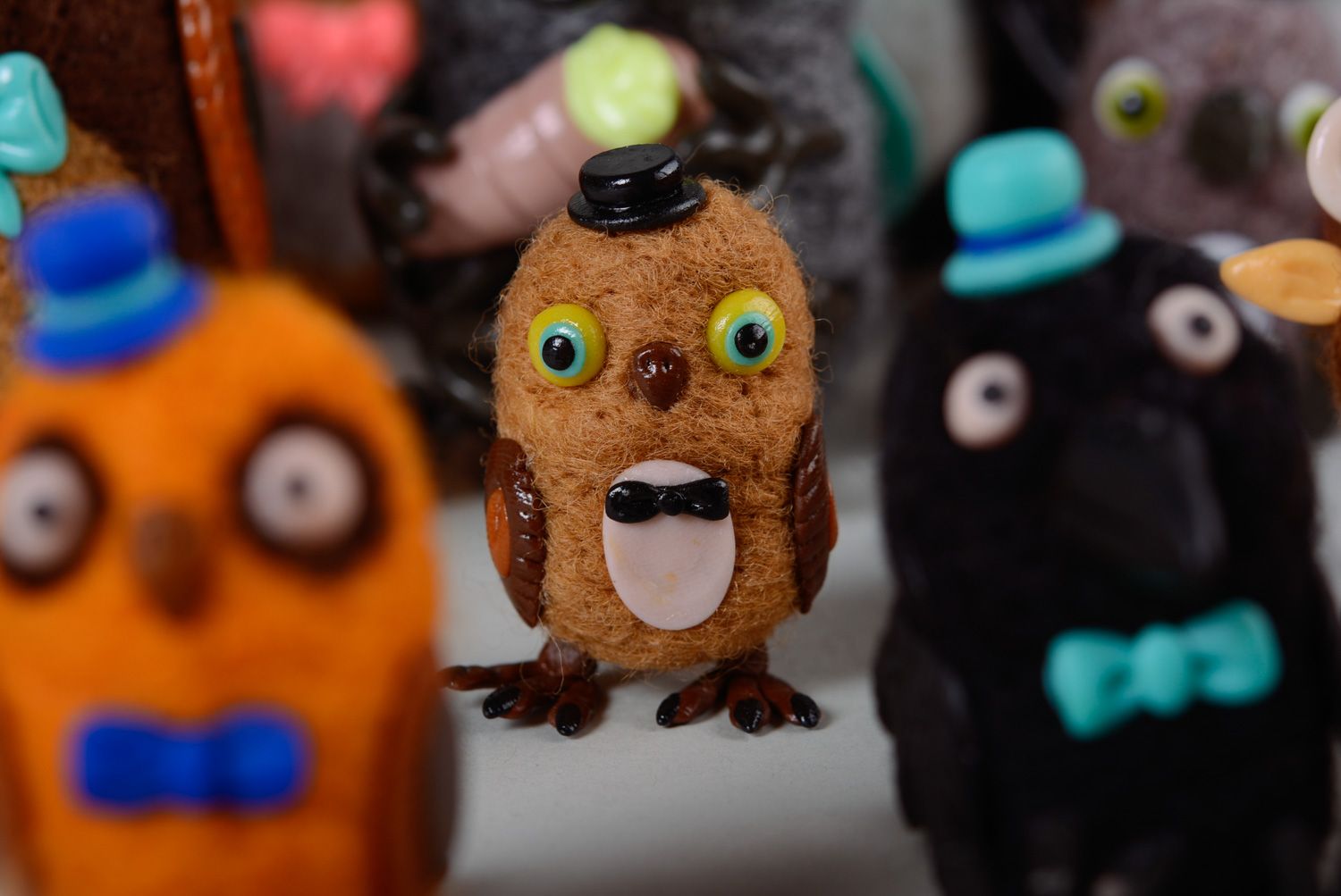 Handmade wool felted miniature toy Owl photo 4