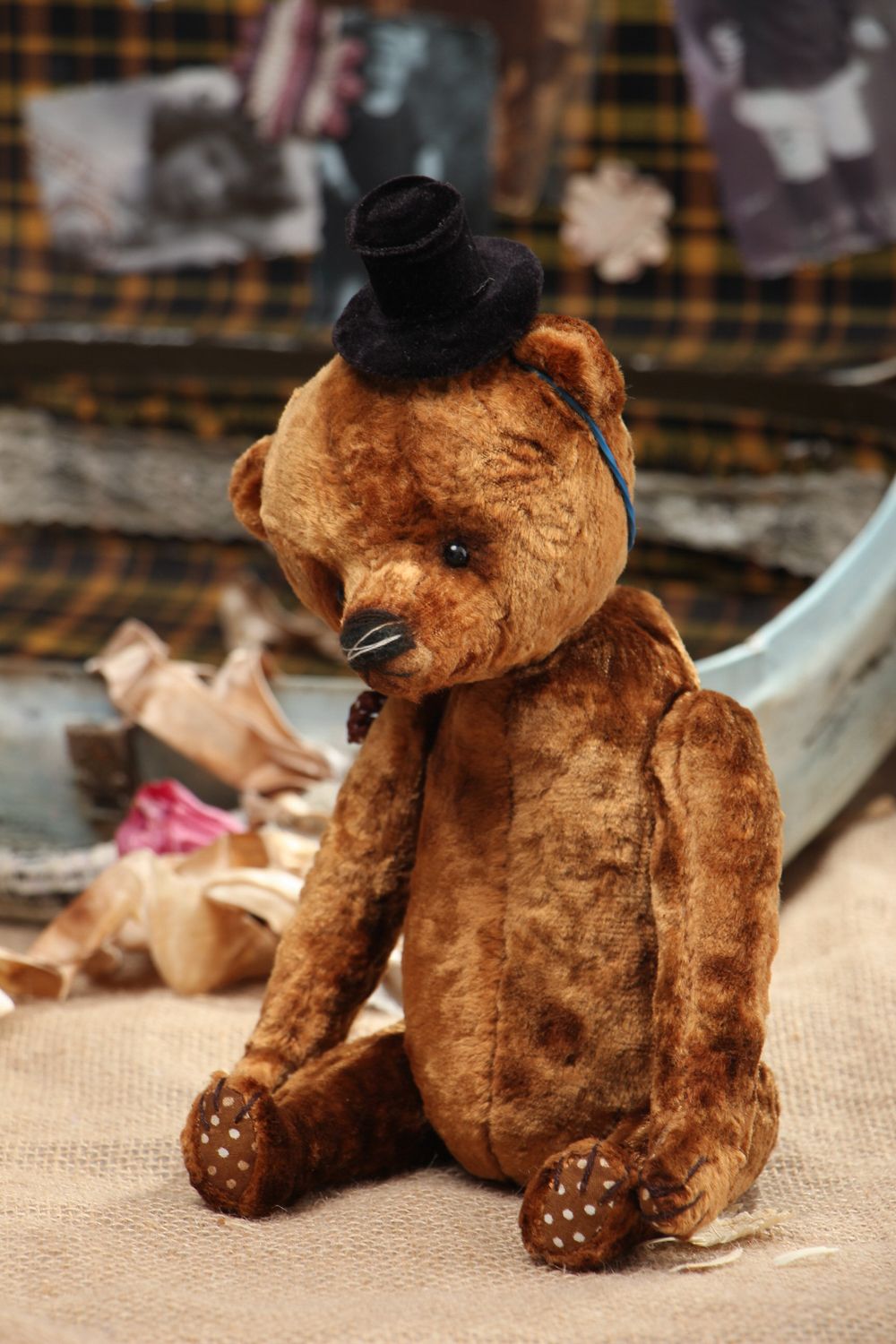 Handmade vintage plush toy bear photo 5