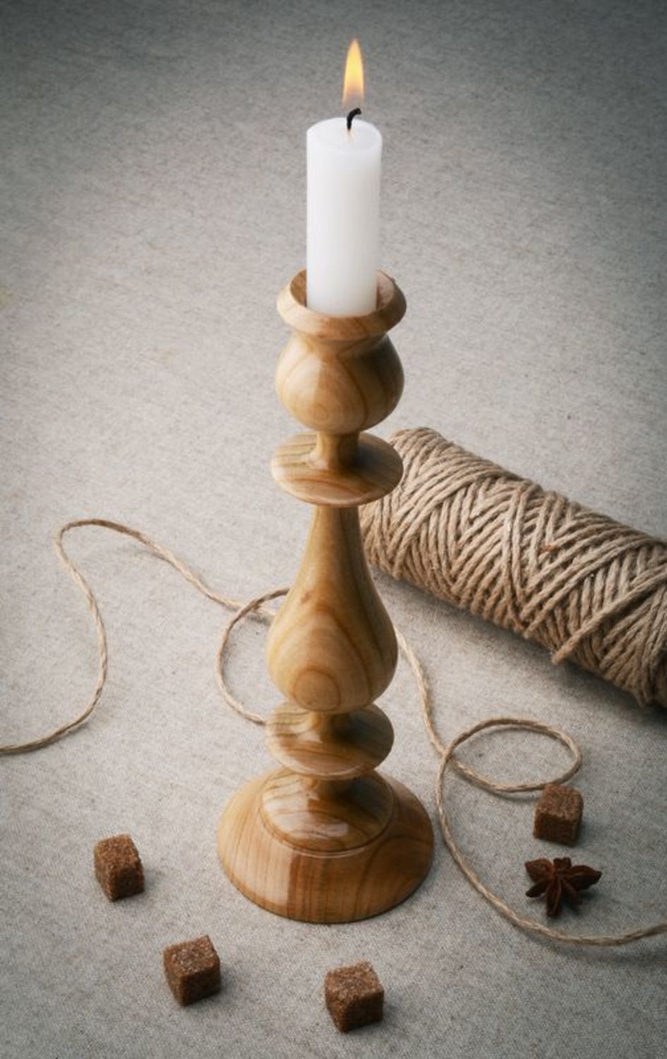 Wooden candlestick photo 1