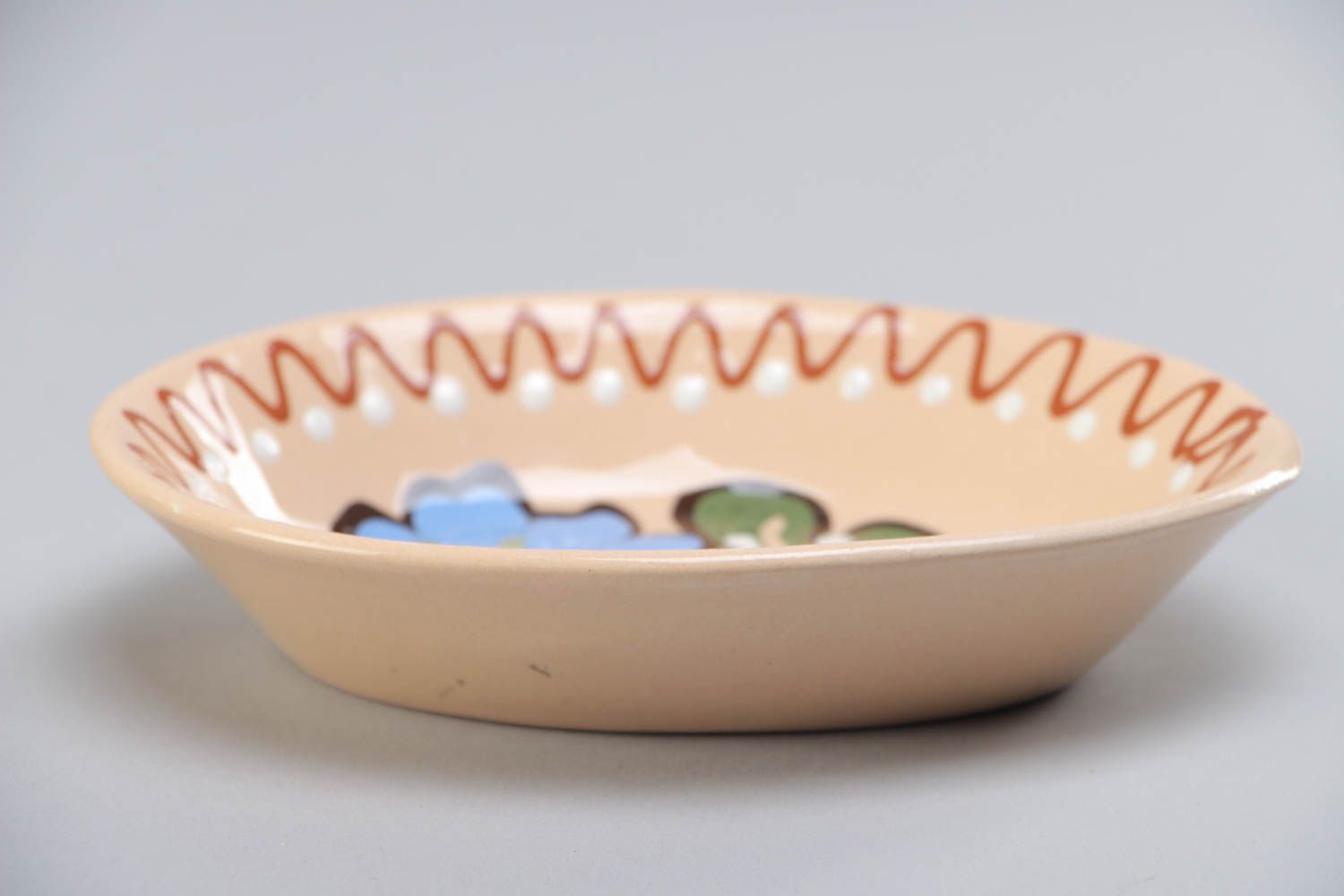 Handmade decorative ceramic bowl painted with glaze for first and second courses photo 2