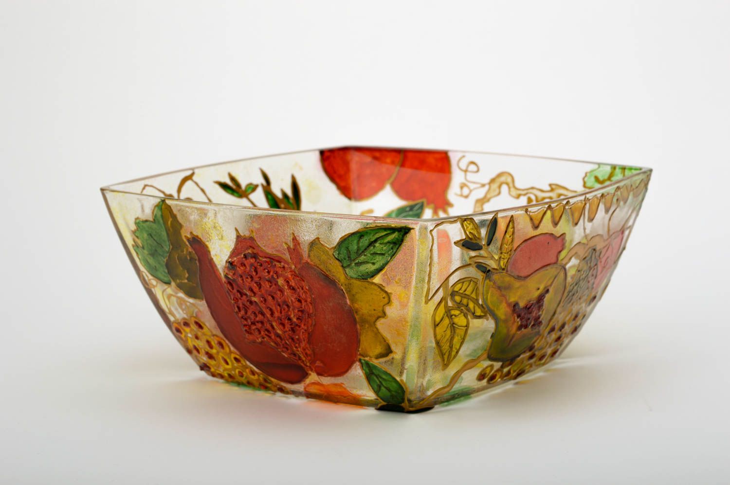 Beautiful handmade glass fruit bowl glass ware kitchen supplies small gifts photo 3