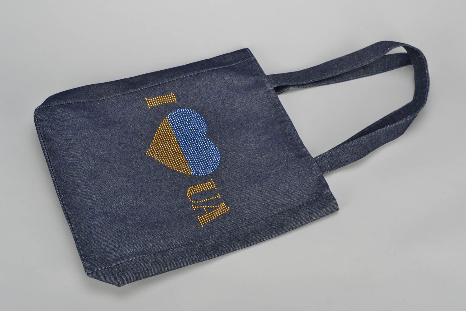 Jeans bag with lettering photo 3