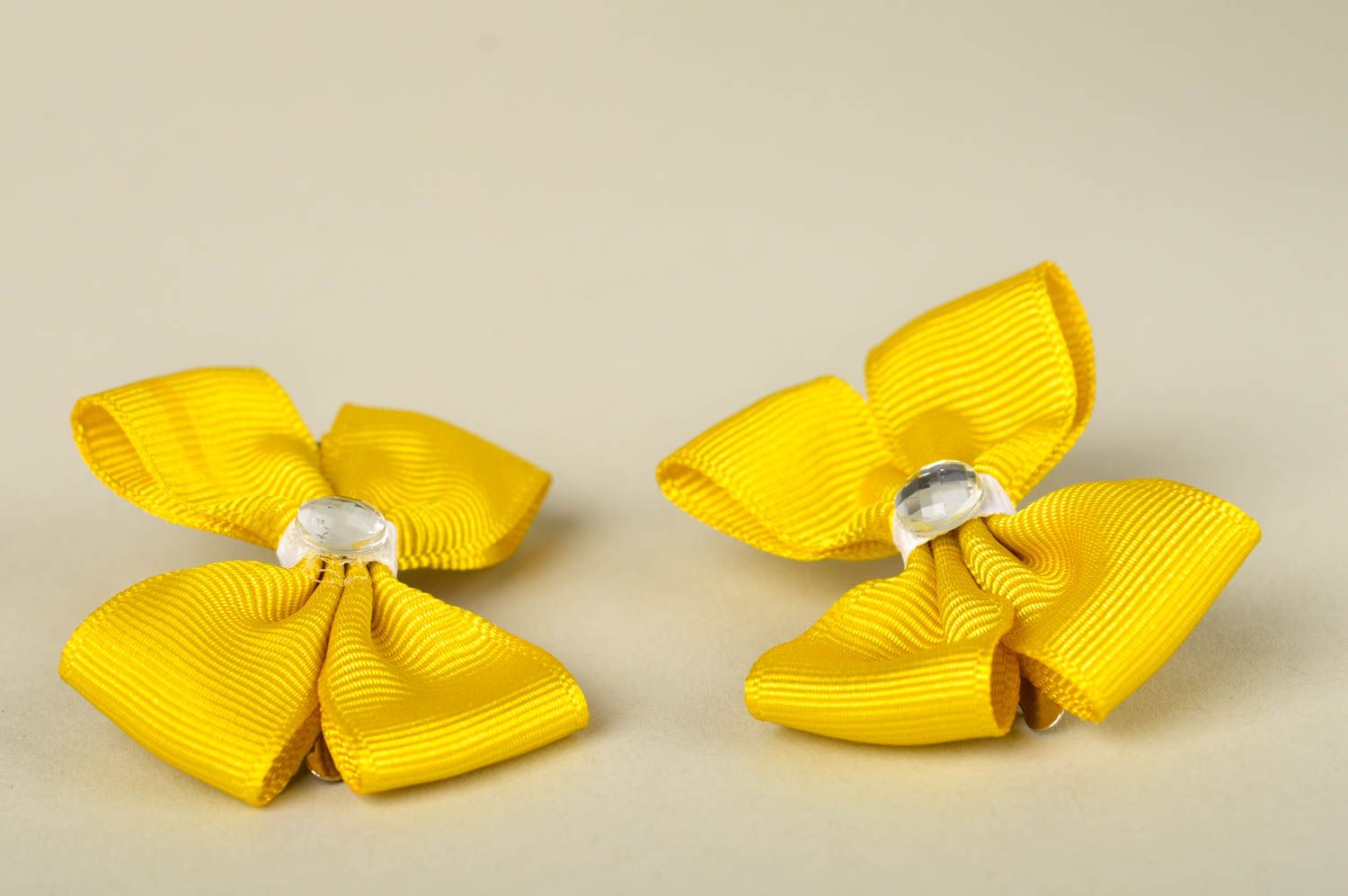 Handmade designer hair clips 2 bright yellow hair clip cute kids accessories photo 5
