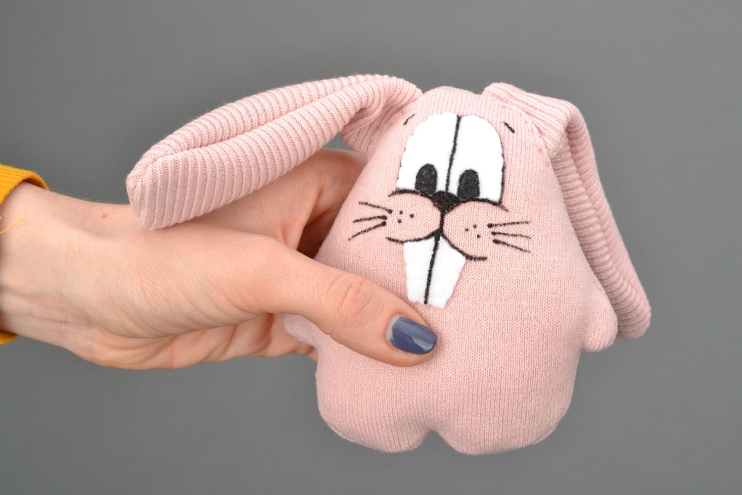 Мягкая игрушка заяц из ткани ручная работа  фото 2