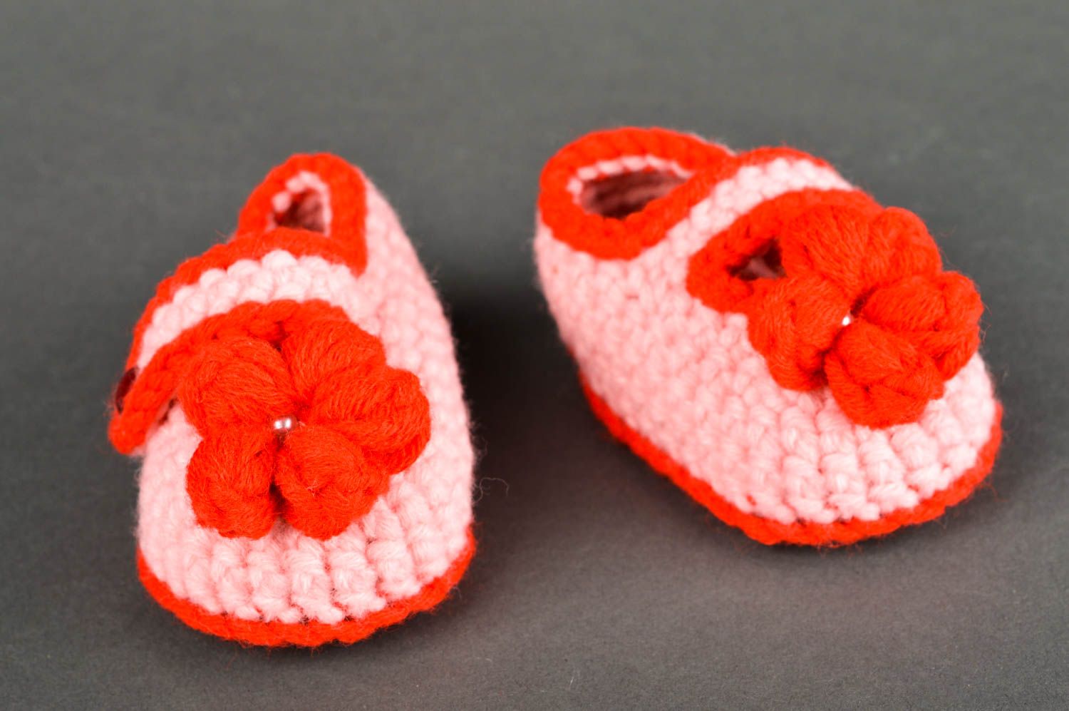 Пинетки крючком хэнд мэйд пинетки для новорожденных розовые вязаные пинетки фото 1