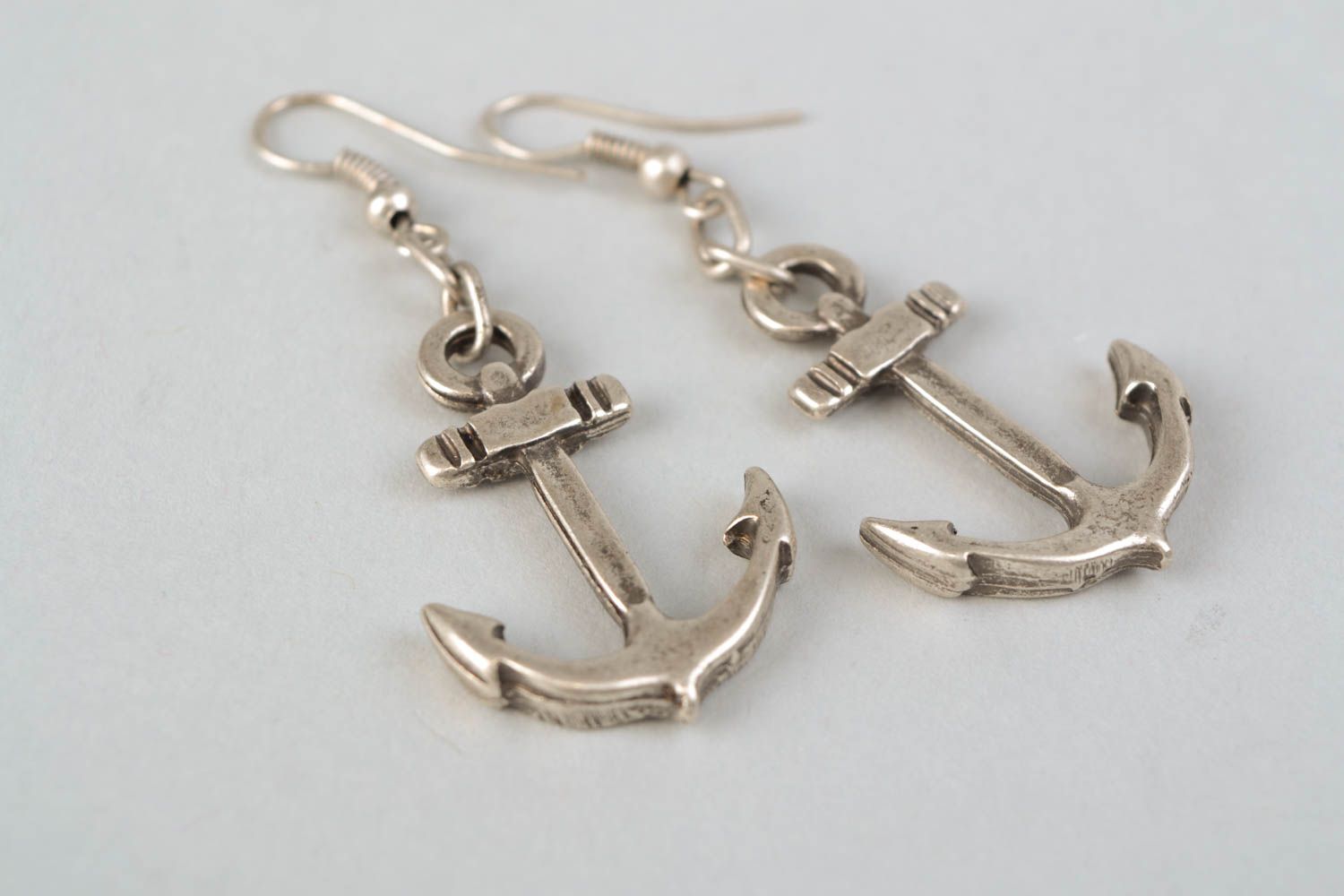 Interesting metal earrings anchors photo 4