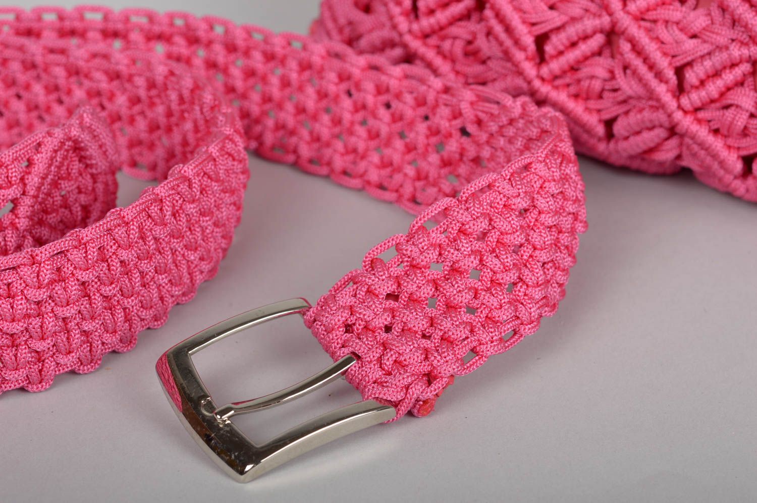 Bolso hecho a mano y cinturón trenzado de color rosa regalo personalizado foto 5