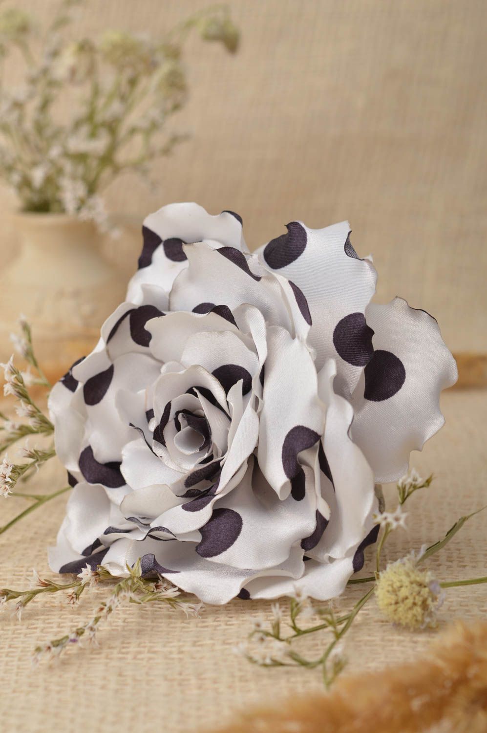 Handmade Schmuck Brosche gepunktete Haarspange Blume Haar Accessoires  foto 1