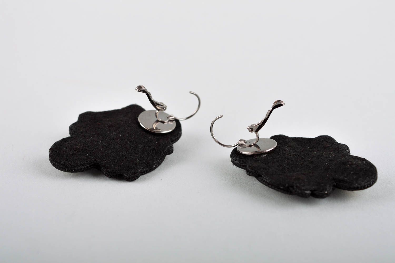 Elegant black earrings unusual soutache earrings jewelry with strasses photo 5