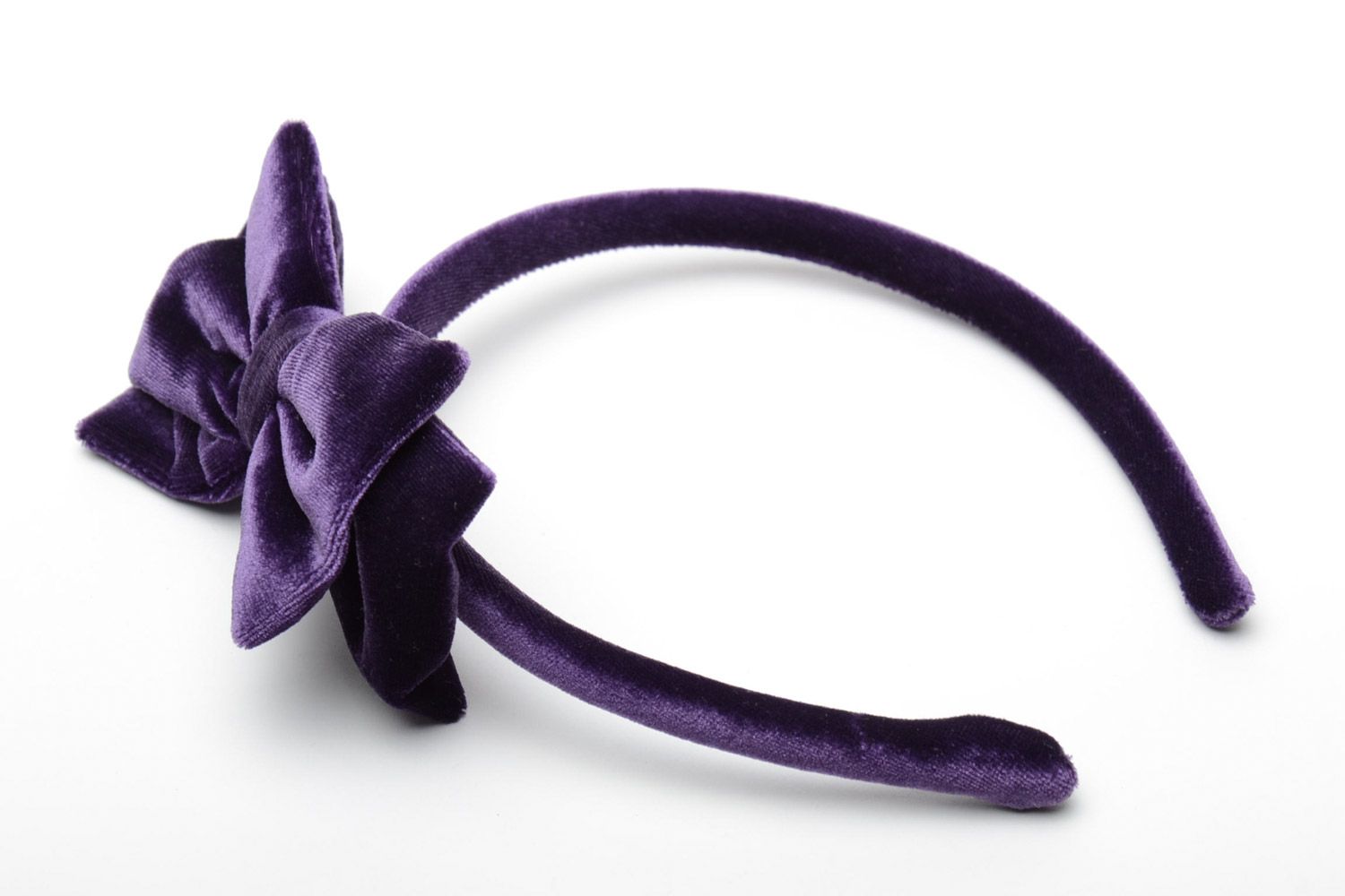 Serre-tête décoratif violet avec noeud en velours fait main pour femme photo 2