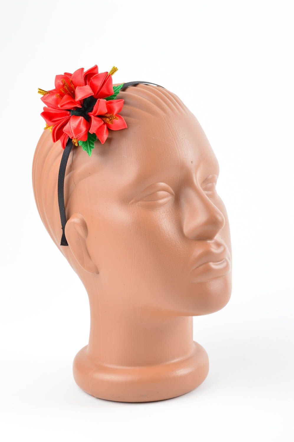 Serre-tête fleur fait main Accessoire cheveux rouge original Cadeau pour femme photo 4