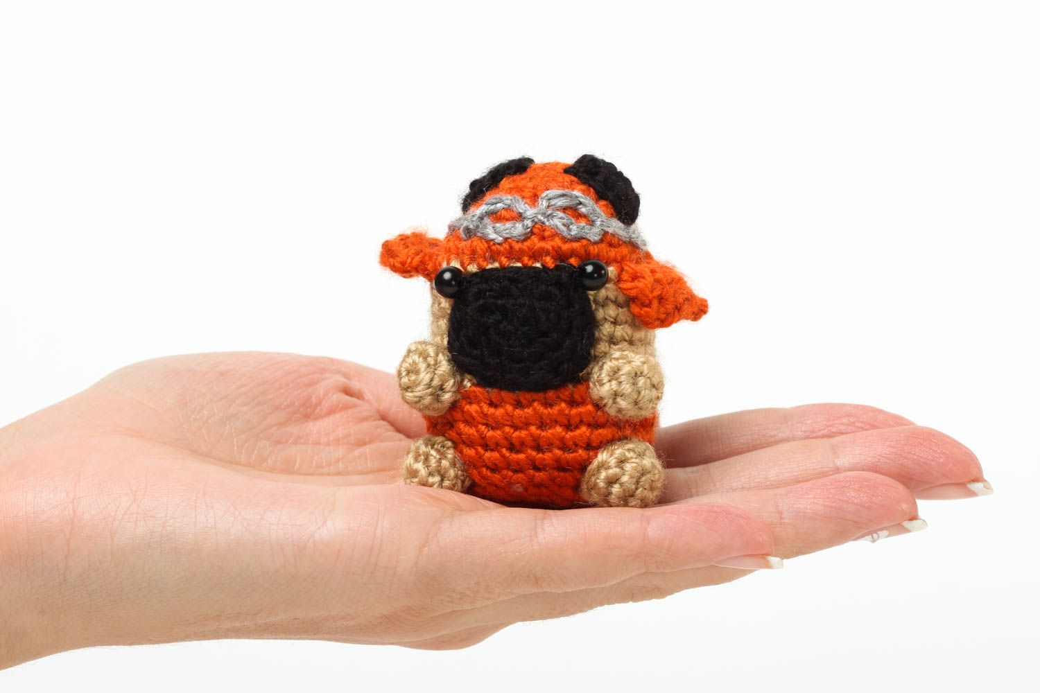 Handmade beautiful textile toy unusual crocheted toy stylish cute dog photo 5