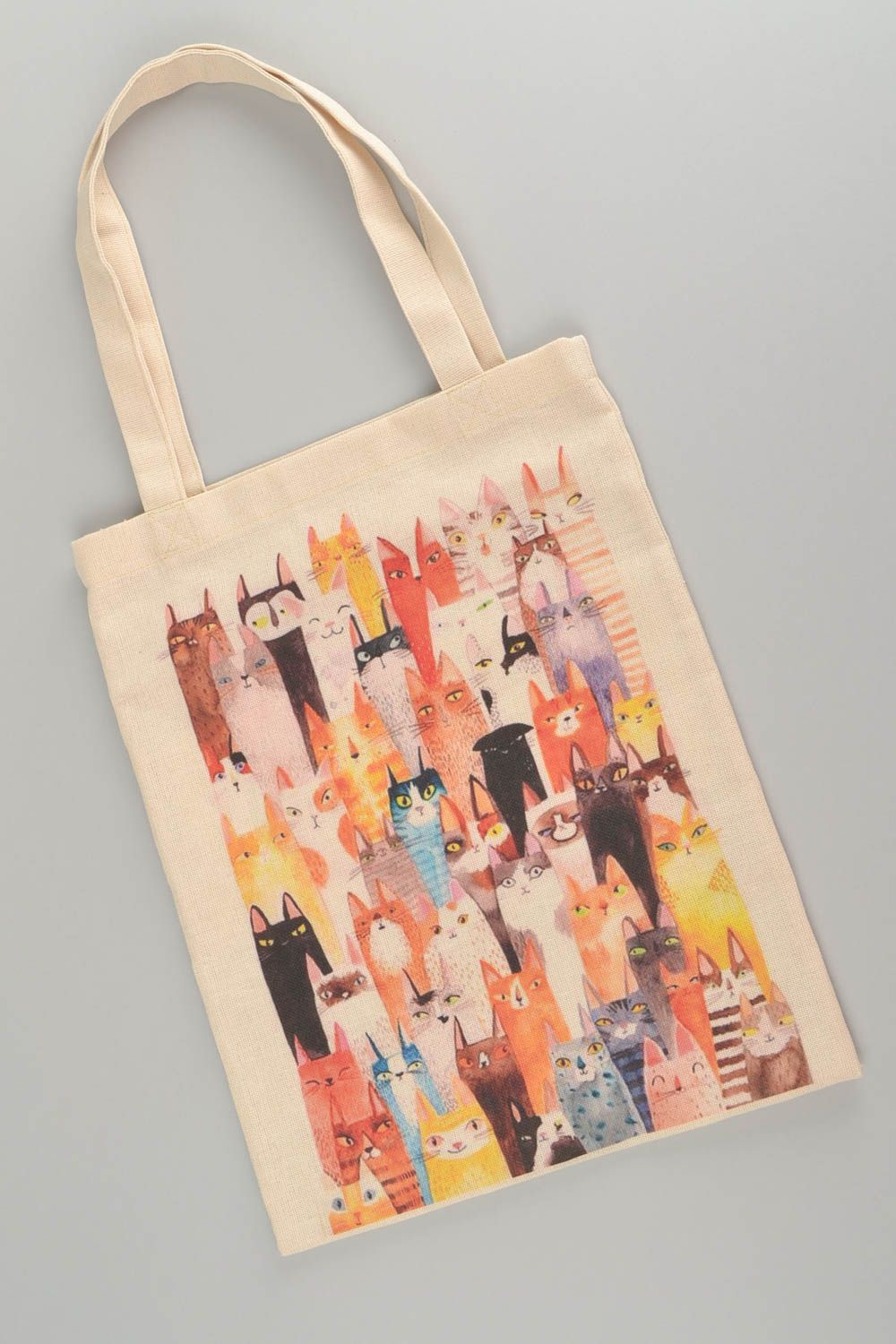 Bag with long handles with a bright print beautiful stylish handmade handbag photo 3